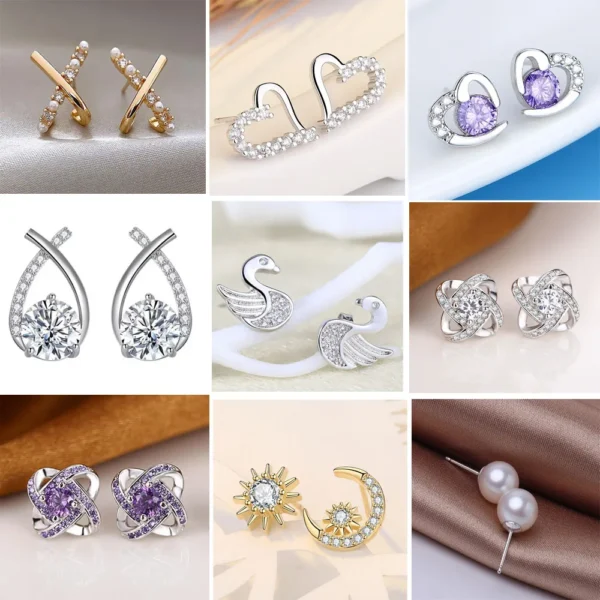 For Women's Wedding  Earrings 925 Sterling Silver Fine Jewelry Accessories.